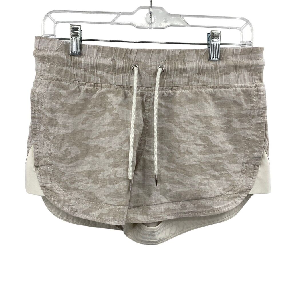 Athleta Shortie Shorts Cabo Camo Print Tide Linen Beige - size 4